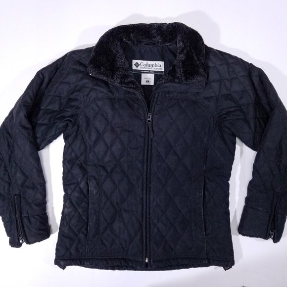 Columbia Diamond-Patterned Soft & Warm Black Coat - Picture 1 of 10